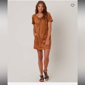 NWT Patrons of peace Western lace up faux suede dress